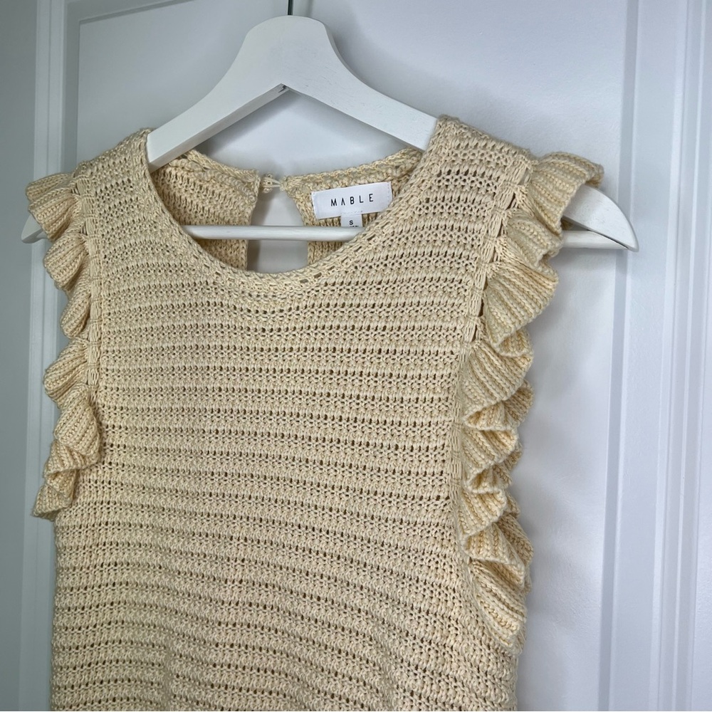 Mable Yellow Knit Ruffle Top - Picture 3 of 5
